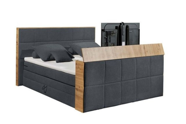 ED EXCITING DESIGN Boxspringliege (180 x 200 cm, Novara), Grau