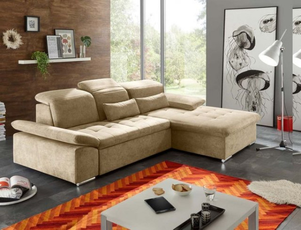 ED EXCITING DESIGN Ecksofa, Wayne Ecksofa 276x188 cm Couch Eckcouch Sofa Sand (Beige)