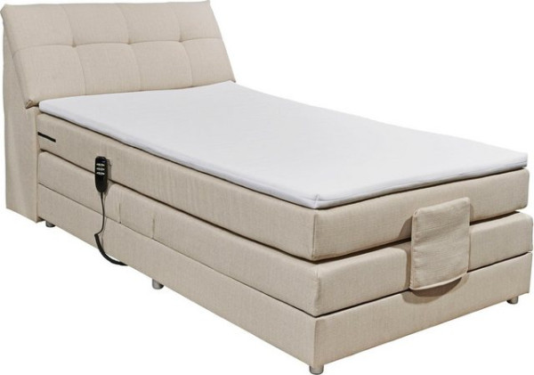 ED EXCITING DESIGN Boxspringbett Concord, inkl. Motor, Stauraum im Kopfteil und Topper