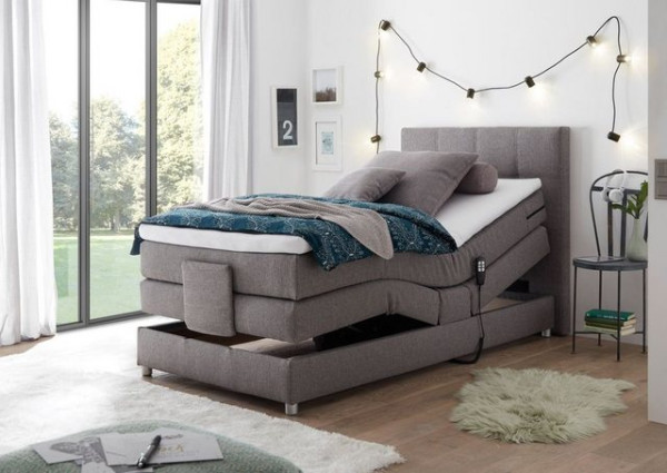 ED EXCITING DESIGN Boxspringliege (120 x 200 cm, Manolo), Silber