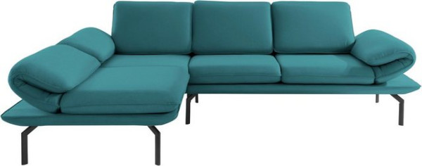 DOMO collection Ecksofa New York, wahlweise mit Arm- und Rückenfunktion, mit Winkelfuß aus Metall