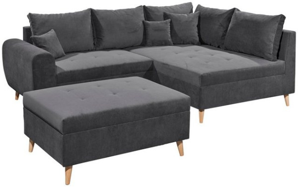 ED EXCITING DESIGN Ecksofa Calanda, mit Hocker, frei im Raum stellbar, Rücken- und Zierkissen