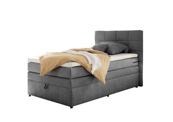 ED EXCITING DESIGN Boxspringliege (140 x 200 cm, Tacoma 1 "Uran" dark grey 140 cm), Grau