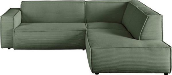 3C Candy Ecksofa Matteo, mit auffälliger Kedernaht, Cord-Bezug, Lounge-Charakter