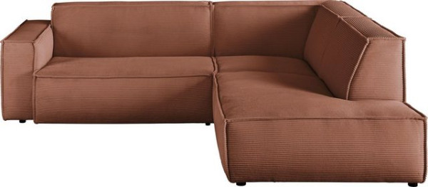 3C Candy Ecksofa Matteo, mit auffälliger Kedernaht, Cord-Bezug, Lounge-Charakter