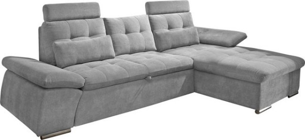 ED EXCITING DESIGN Ecksofa Nalo, mit Bettfunktion, Kopfstützen, Nierenkissen, Armteilverstellung