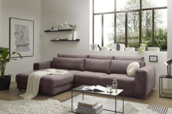 ED EXCITING DESIGN Ecksofa Barura, Beidseitig montierbar, mit Rückenkissen, Nierenkissen, Cord Bezug