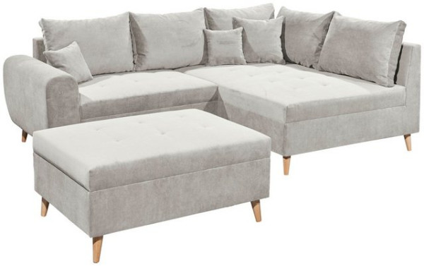 ED EXCITING DESIGN Ecksofa Calanda, mit Hocker, frei im Raum stellbar, Rücken- und Zierkissen