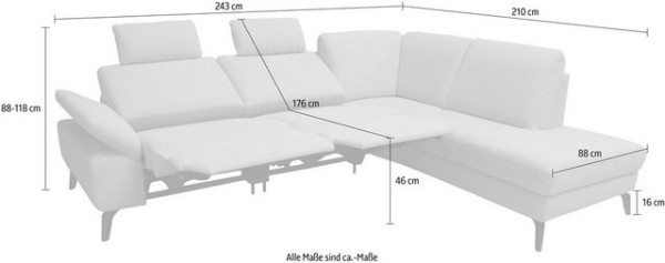 ADA trendline Ecksofa, inkl. Kopfstützen, wahlweise mit Relaxfunktion, Breite: 243 cm