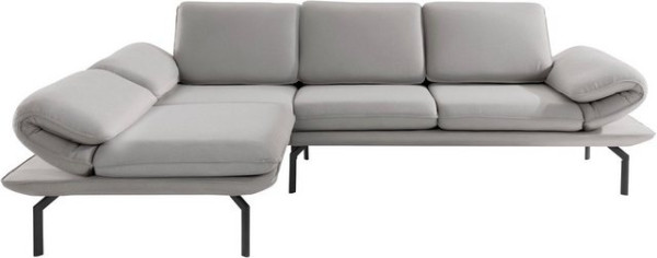 DOMO collection Ecksofa New York, wahlweise mit Arm- und Rückenfunktion, mit Winkelfuß aus Metall