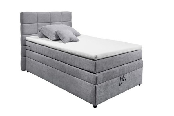 ED EXCITING DESIGN Boxspringliege (120 x 200 cm, Tacoma 1 "Soro" light grey 120 cm), Grau