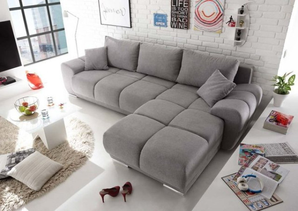 ED EXCITING DESIGN Ecksofa, Anton Ecksofa 289x189 cm Couch Eckcouch Sofa Hellgrau