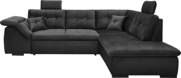 ED EXCITING DESIGN Ecksofa Bolonia, mit Bettkasten, Schlaffunktion und Strassstein