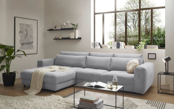 ED EXCITING DESIGN Ecksofa Barura, Beidseitig montierbar, mit Rückenkissen, Nierenkissen, Cord Bezug