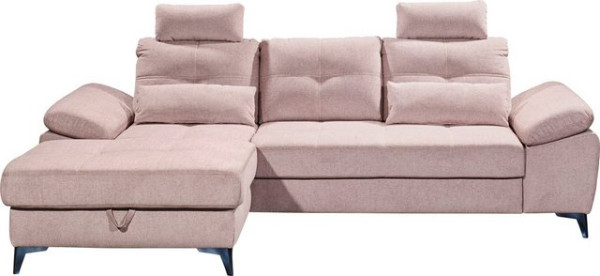 ED EXCITING DESIGN Ecksofa Auckland, mit Bettfunktion, Bettkasten, Armteilverstellung, Kopfstützen