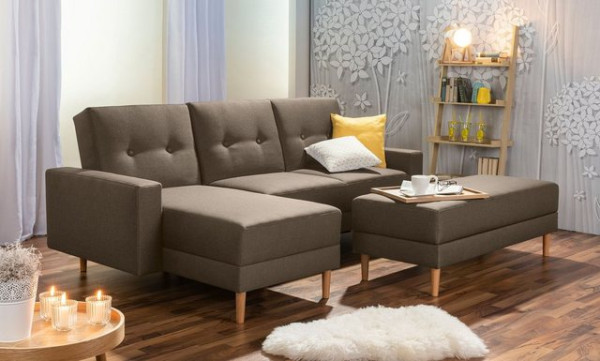 Max Winzer® Ecksofa Schlafsofa Ecksofa Just Cool Funktionssofa Stauraumhocker sahara, 1 Stück, Liege