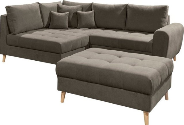 ED EXCITING DESIGN Ecksofa Alice, Set, mit Hocker, Rückenkissen, Zierkissen, frei im Raum stellbar