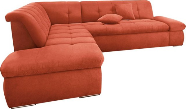 DOMO collection Ecksofa NMoric incl. Zierkissen B/T/H: 273/216/80 cm, Ottomanen-Abschluss, wahlweise