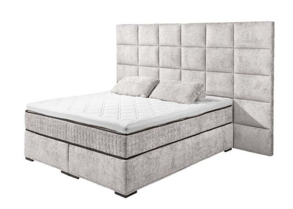 ED EXCITING DESIGN Boxspringliege (160 x 200 cm, Naro XL), Silber