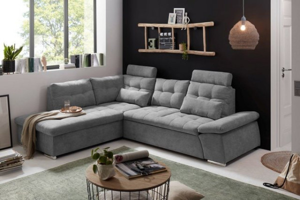 ED EXCITING DESIGN Ecksofa Nalo, mit Schlaffunktion, Bettkasten, 2 Kopfstützen