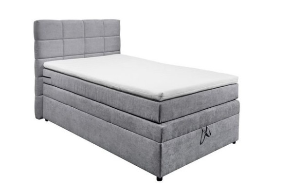 ED EXCITING DESIGN Boxspringliege (140 x 200 cm, Tacoma 1 "Soro" light grey 140 cm), Grau