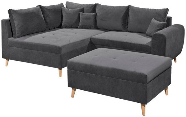 ED EXCITING DESIGN Ecksofa Calanda, mit Hocker, frei im Raum stellbar, Rücken- und Zierkissen