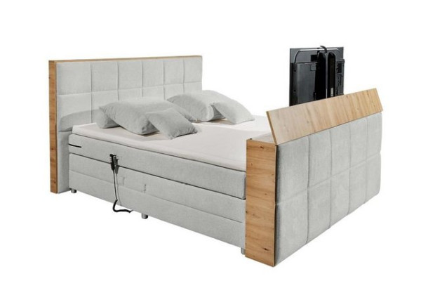 ED EXCITING DESIGN Boxspringliege (180 x 200 cm, Novara), Silber