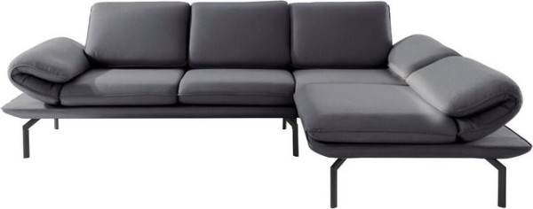 DOMO collection Ecksofa New York, wahlweise mit Arm- und Rückenfunktion, mit Winkelfuß aus Metall