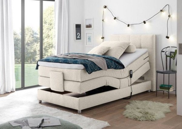 ED EXCITING DESIGN Boxspringliege (90 x 200 cm, Manolo), Beige