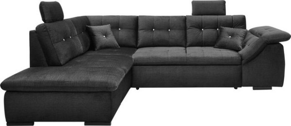 ED EXCITING DESIGN Ecksofa Bolonia, mit Bettkasten, Schlaffunktion und Strassstein