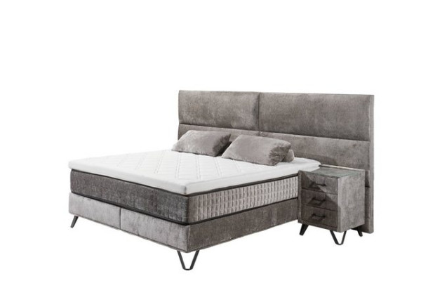 ED EXCITING DESIGN Boxspringbett Trapani, XXL Kopfteil, Wendematratze, Topper, 9-Zonen-Tonnentaschen