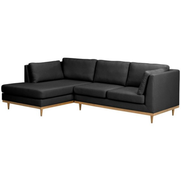 Max Winzer® Ecksofa Sofa Larsen Ecksofa links mit Sofa 2-Sitzer rechts Flachgewebe graphit, 1 Stück,