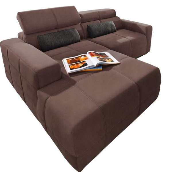 DOMO collection Ecksofa Brandon kleine Ausführung B/T/H: 214/100/80 cm, Mit Kopfteilverstellung, auc