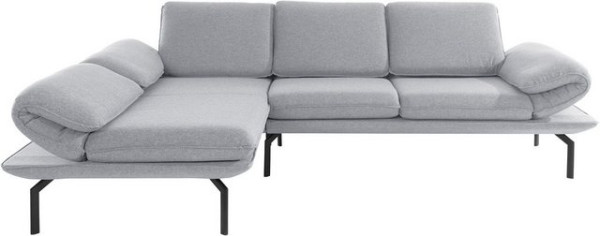 DOMO collection Ecksofa New York, wahlweise mit Arm- und Rückenfunktion, mit Winkelfuß aus Metall