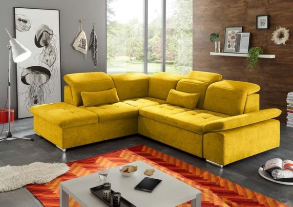 ED EXCITING DESIGN Ecksofa, Wayne Ecksofa 276x240 cm Couch Eckcouch Sofa Gelb (Senf)