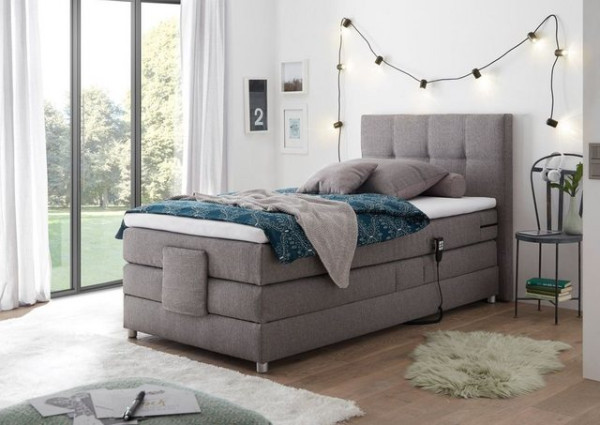 ED EXCITING DESIGN Boxspringliege (90 x 200 cm, Manolo), Silber