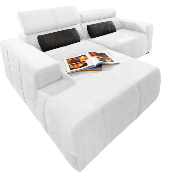 DOMO collection Ecksofa Brandon kleine Ausführung B/T/H: 214/100/80 cm, Mit Kopfteilverstellung, auc