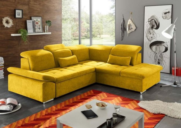 ED EXCITING DESIGN Ecksofa, Wayne Ecksofa 276x240 cm Couch Eckcouch Sofa Gelb (Senf)