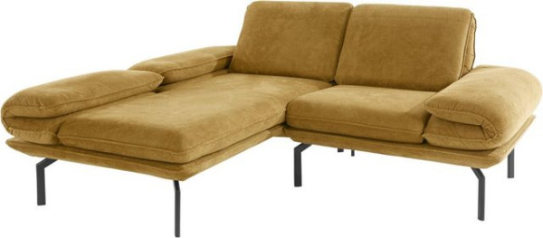 DOMO collection Ecksofa New York, wahlweise mit Arm- und Rückenfunktion, mit Winkelfuß aus Metall