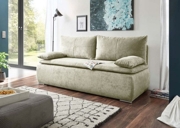 ED EXCITING DESIGN Schlafsofa, Jana Schlafsofa 208x95 cm Sofa Couch Schlafcouch Silber