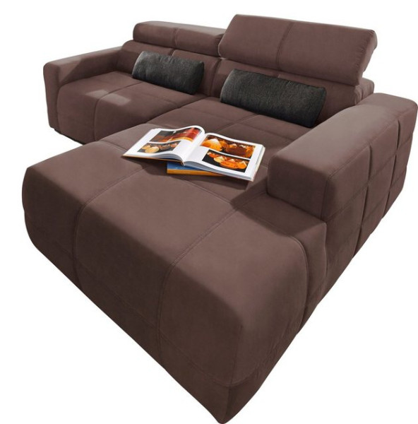 DOMO collection Ecksofa Brandon kleine Ausführung B/T/H: 214/100/80 cm, Mit Kopfteilverstellung, auc