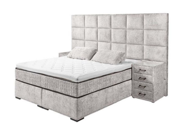 ED EXCITING DESIGN Boxspringliege (180 x 200 cm, Naro XL), Silber